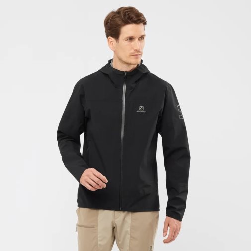 Black Salomon Outrack Waterproof 2.5L Men's Shell Jackets | IE FQ6039